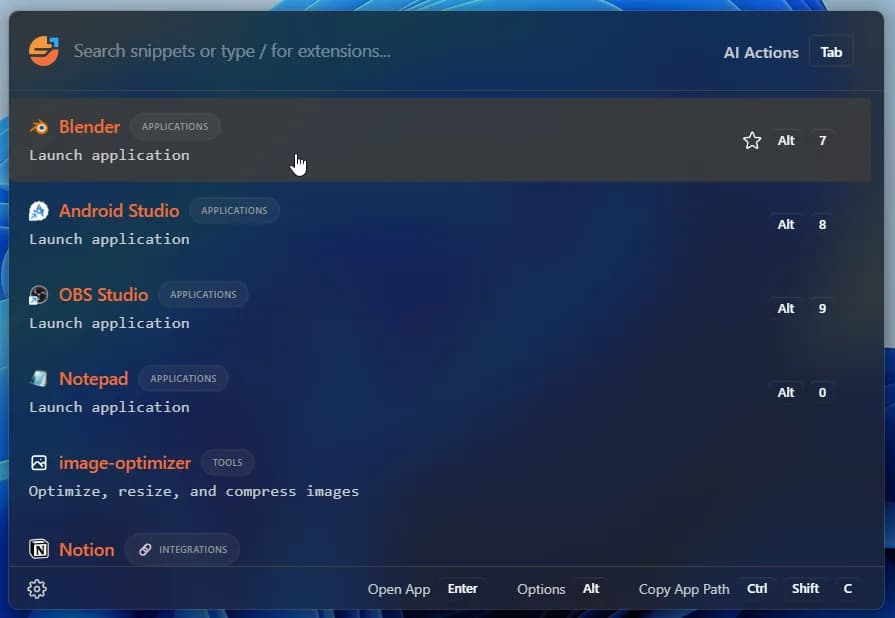 TypEase desktop productivity suite — command bar and app showcase
